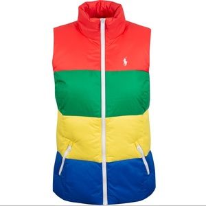 POLO RALPH LAUREN WOMENS SMALL COLORBLOCK FILLED VEST